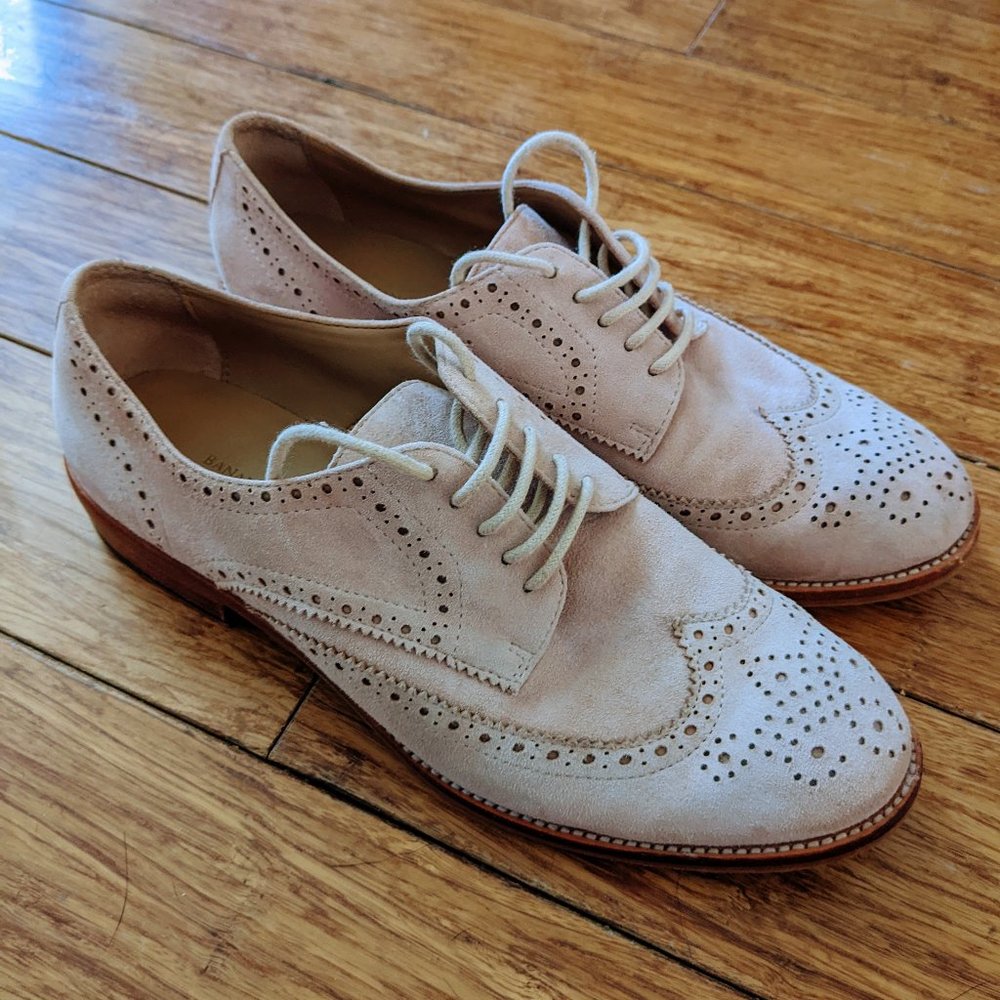 Banana Republic Pink Suede Brogue Oxfords